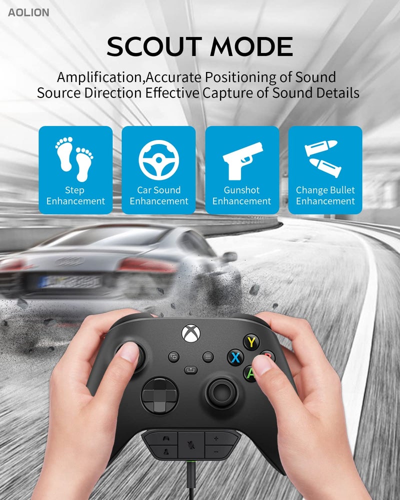 AOLION Stereo Headset Adapter for Xbox One/One S/X/Elite 1/Elite 2/Series S/X Controller - Audio Mic Headphone Adapter with Audio Balance Adjustment - Image 2